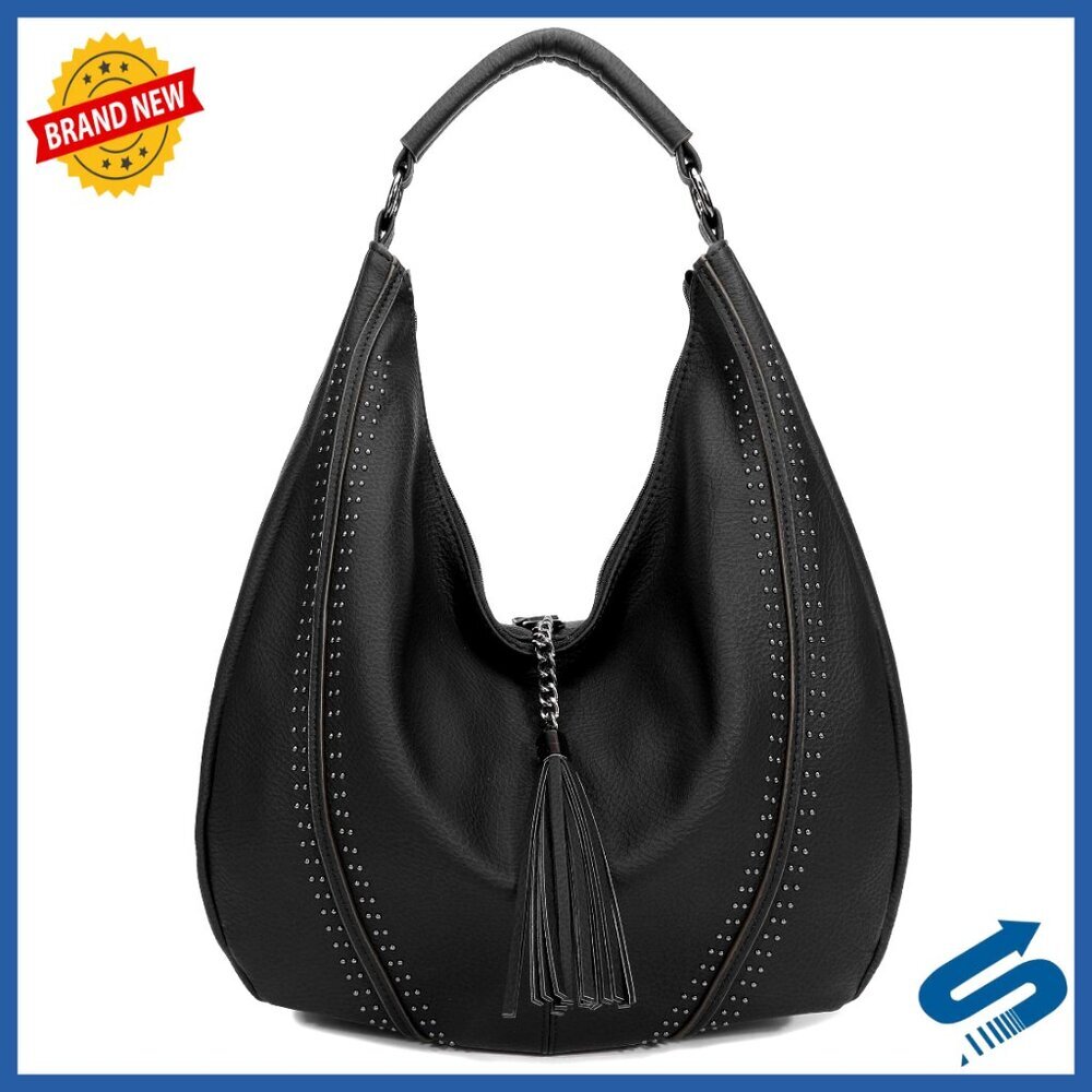 Oversized Leather Hobo Bag with Adjustable Shoulder Strap and Zipper Pocket